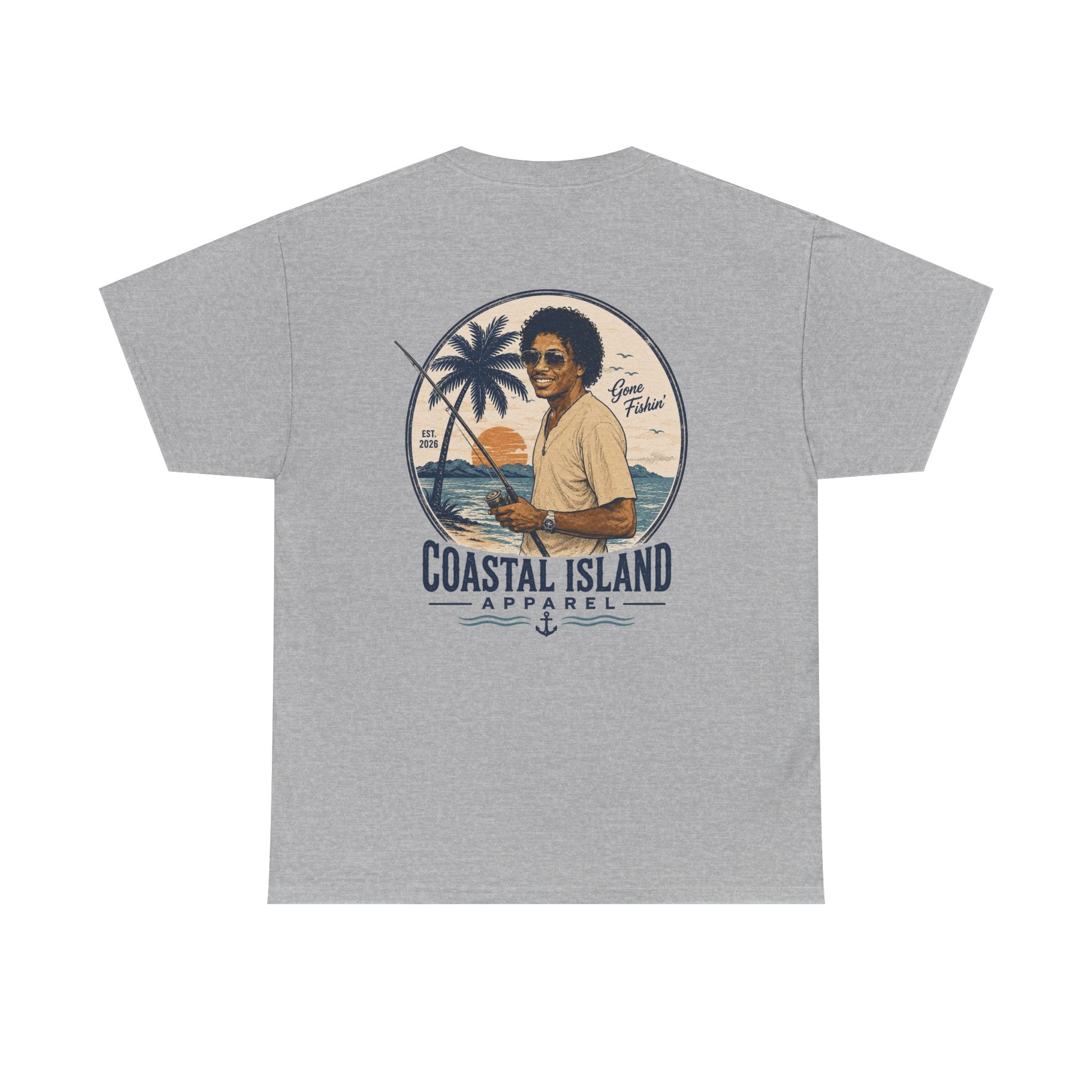 Coastal Island Tee — Vintage Sunset Palm Graphic T-Shirt