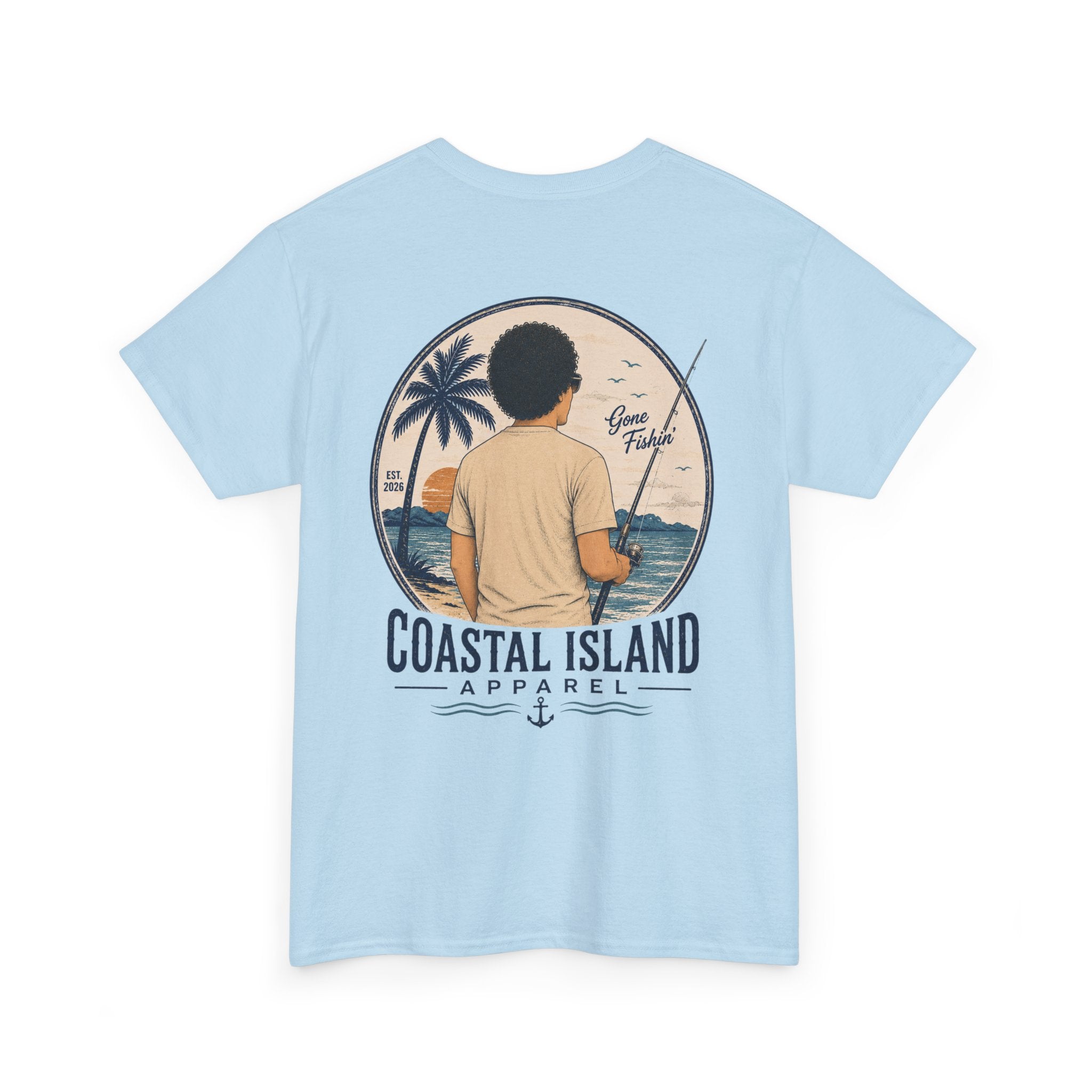 Unisex Heavy Cotton Tee- Guy Fishing