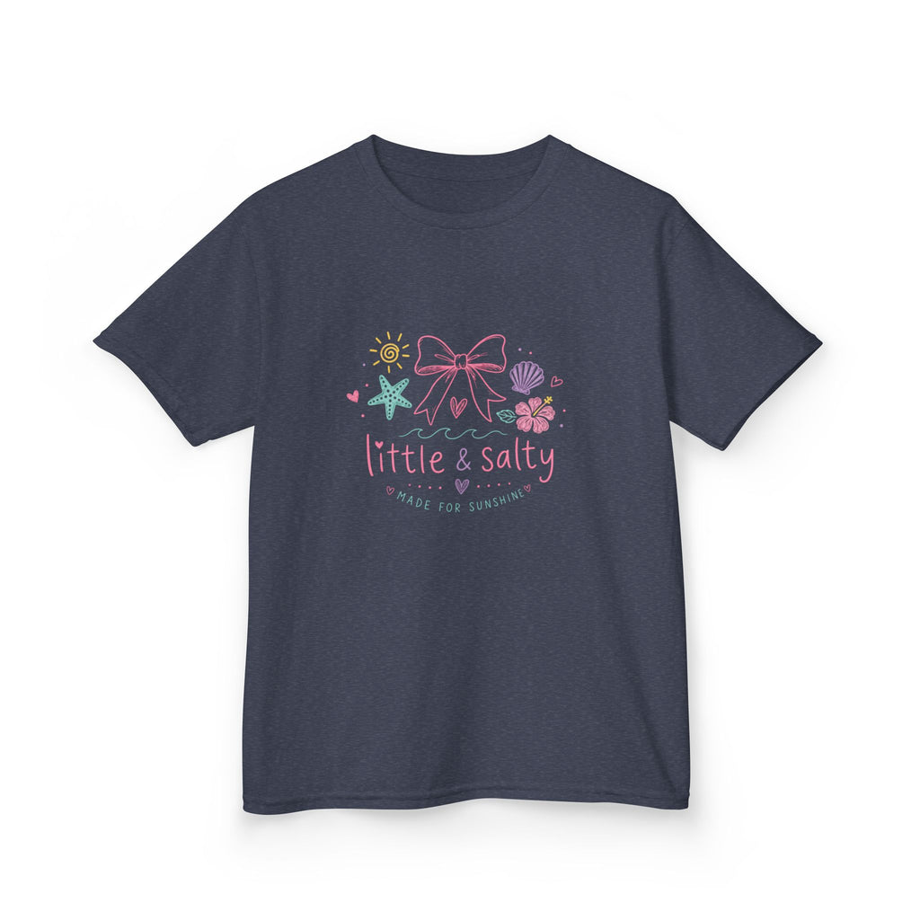 Girl's Tee — "Little & Salty" Pastel Seashells Graphic