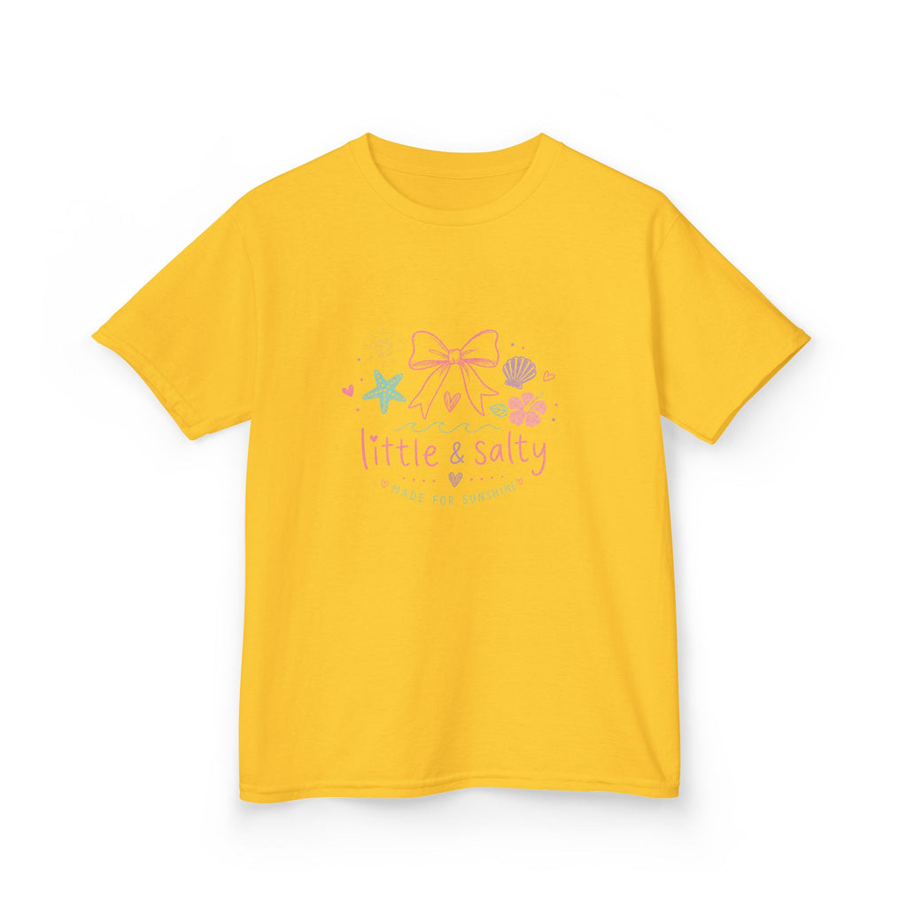 Girl's Tee — "Little & Salty" Pastel Seashells Graphic