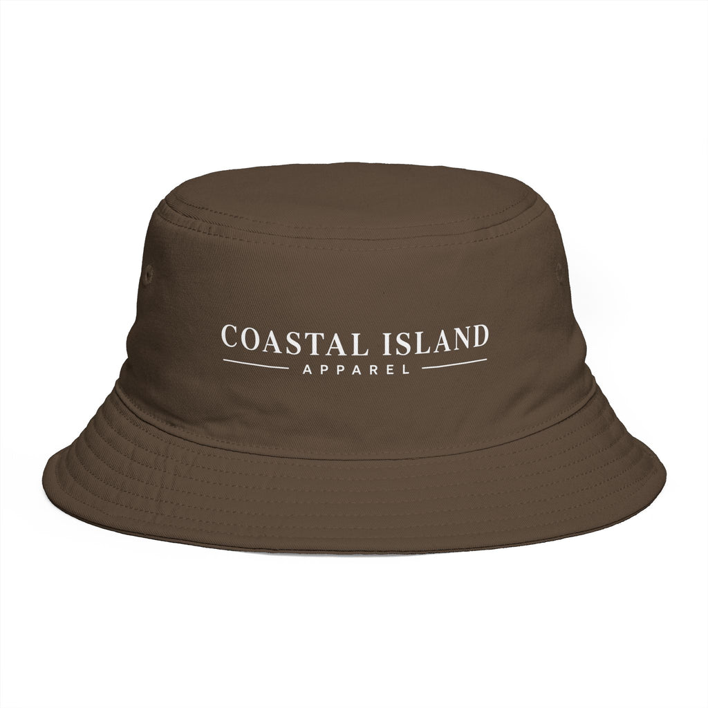 Coastal Island Apparel Bucket Hat - Brown Embroidered Beach Sun Hat