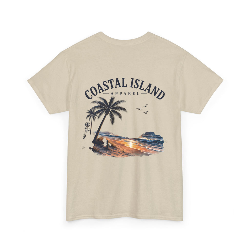 Coastal Island Sunset Beach T-Shirt | Palm Tree Ocean Graphic Tee