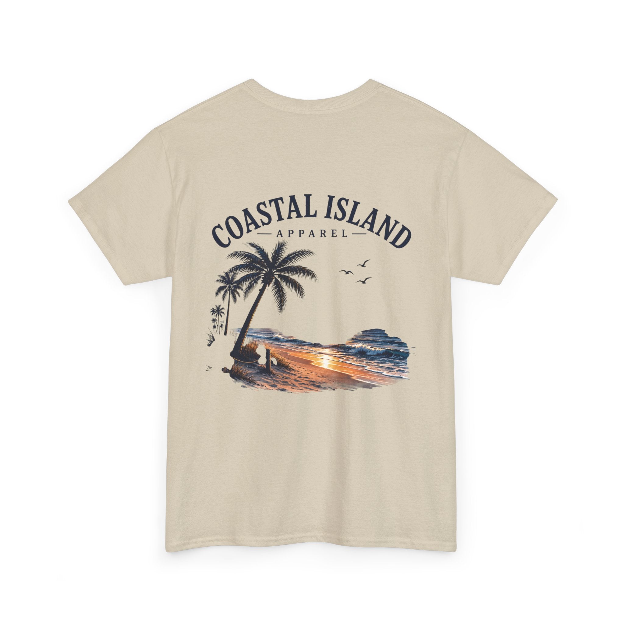 Coastal Island Sunset Beach T-Shirt | Palm Tree Ocean Graphic Tee