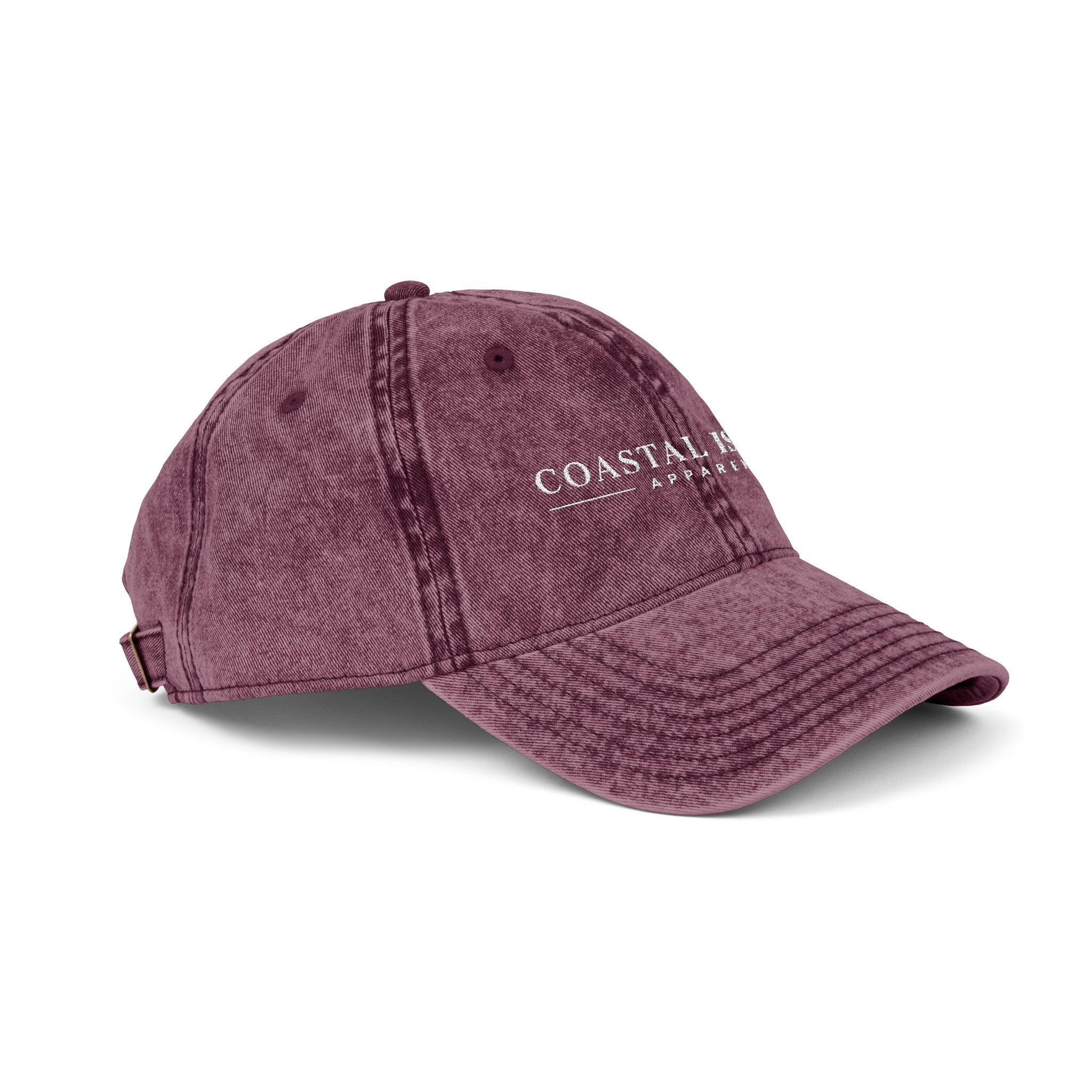 Vintage Embroidered Cap — "Coastal Island" Washed Dad Hat