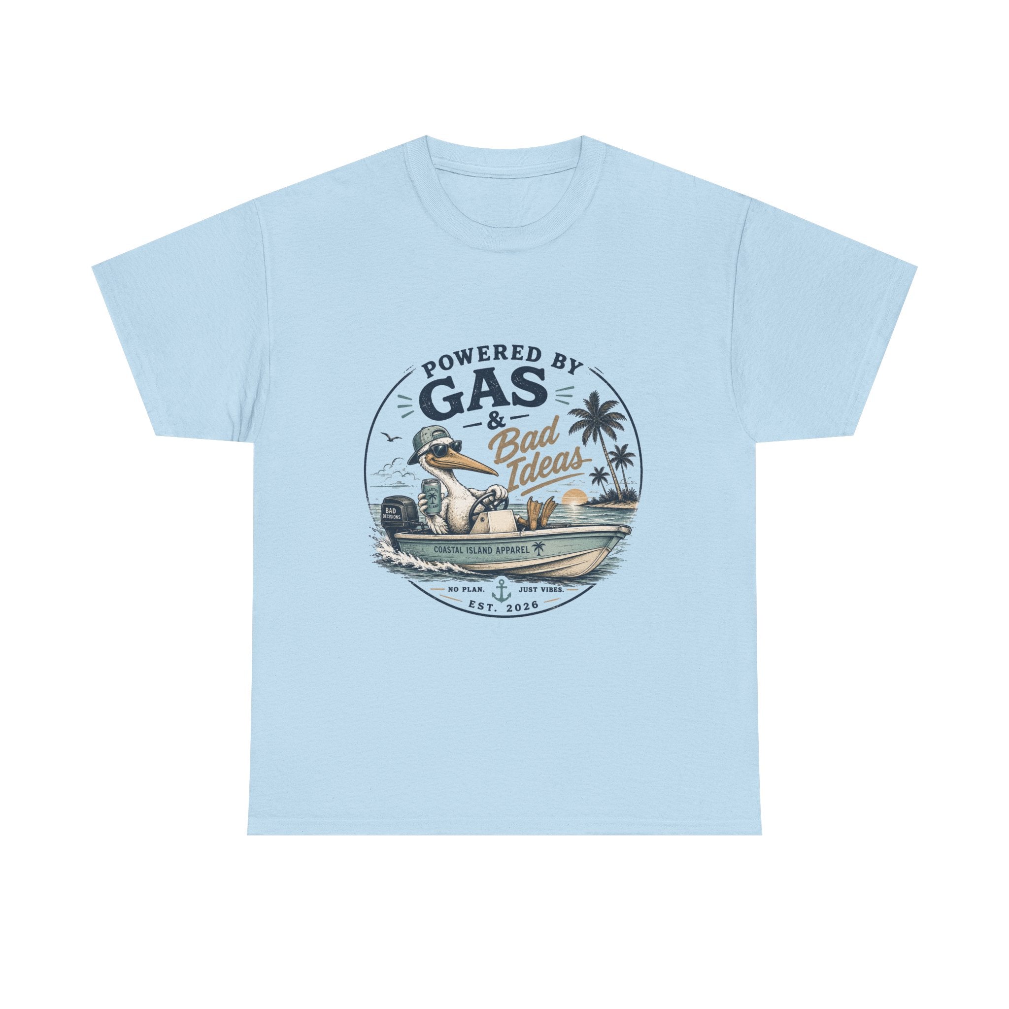 Gas & Bad Ideas Boat T‑Shirt — Funny Fishing Beach Tee