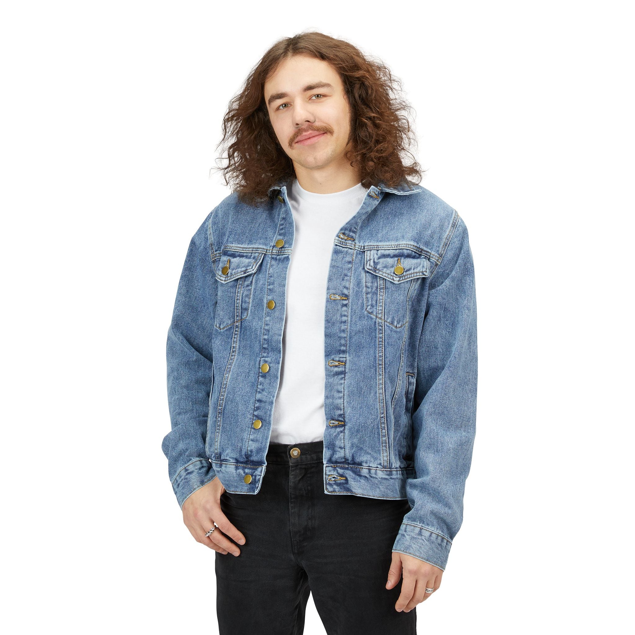 Coastal Island Denim Jacket — Vintage Car & Palm Beach Graphic
