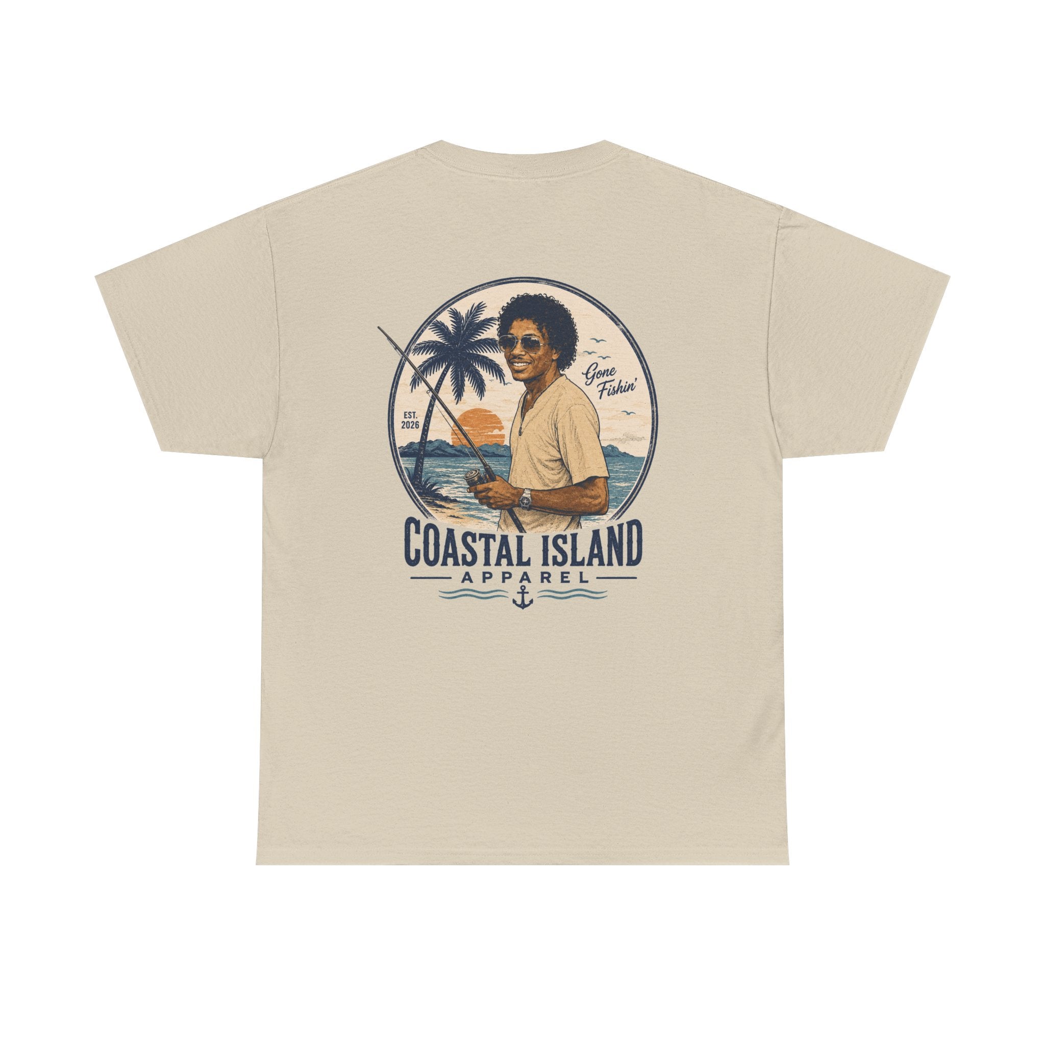 Coastal Island Tee — Vintage Sunset Palm Graphic T-Shirt