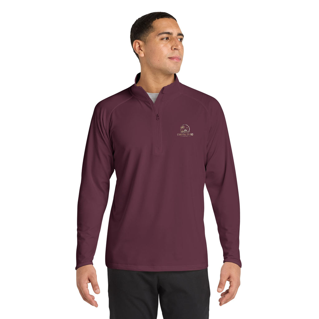 Men's Embroidered Quarter-Zip Pullover — Performance Sport-Wick