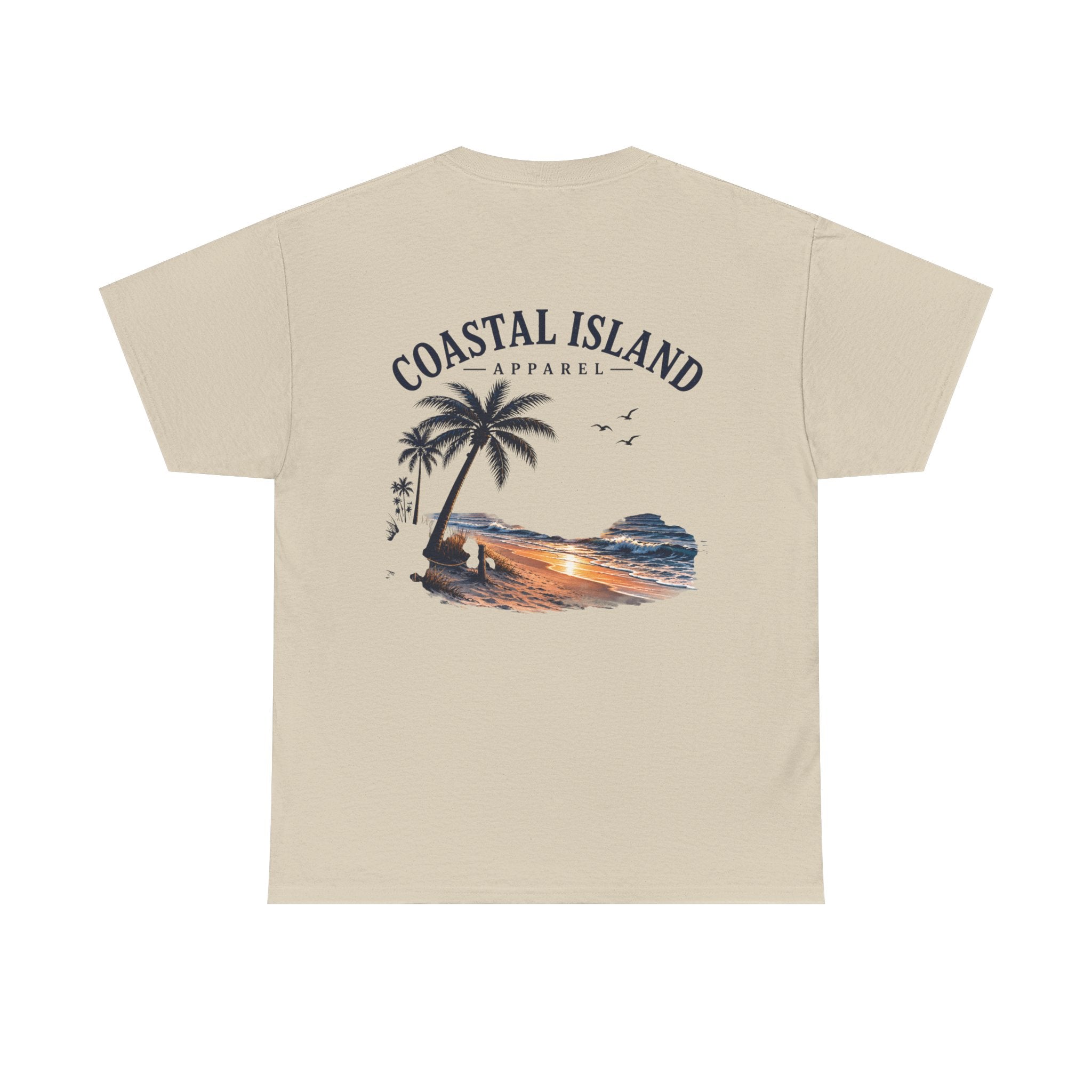 Coastal Island Sunset Beach T-Shirt | Palm Tree Ocean Graphic Tee