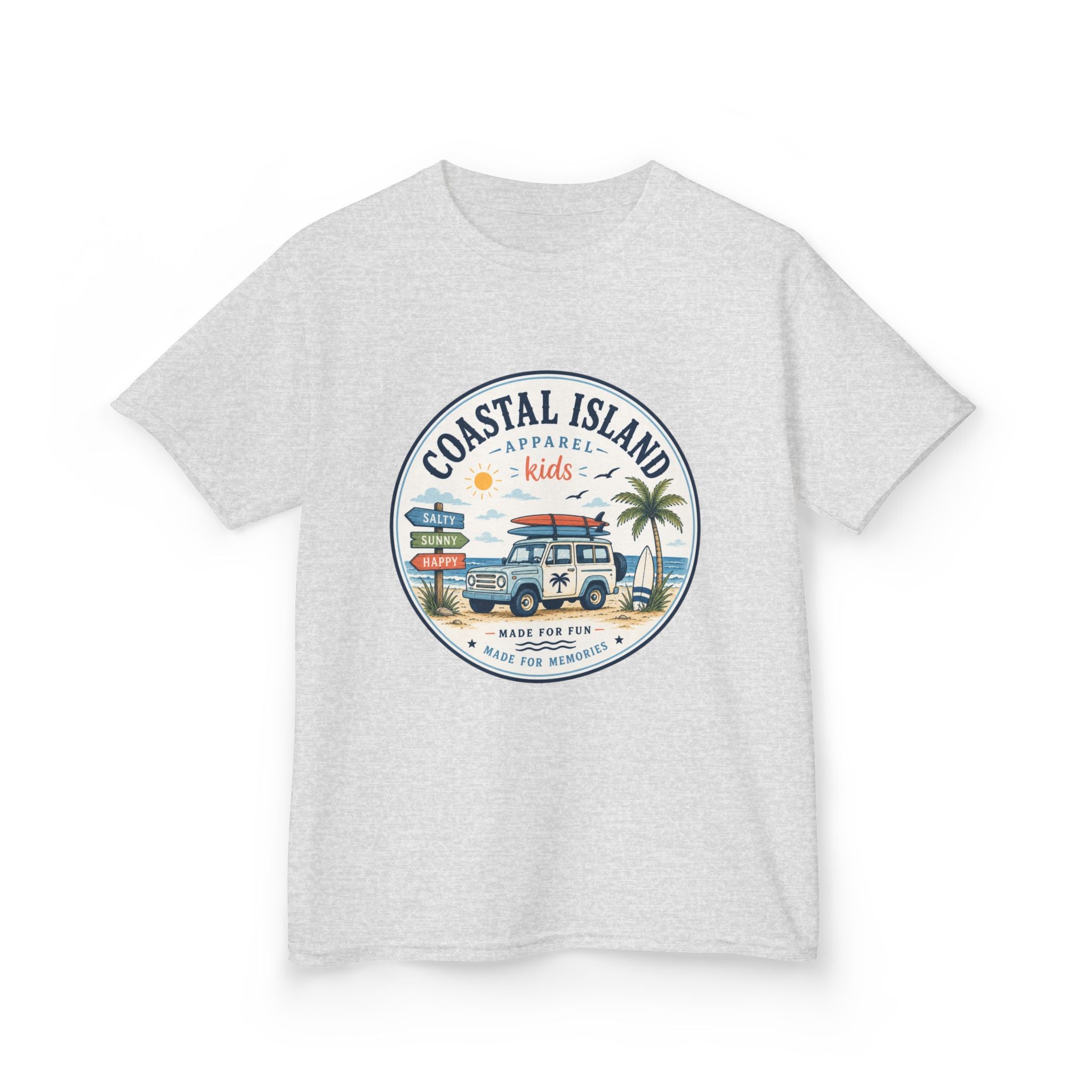 Coastal Island Kids Tee — Vintage Beach Surf Van Graphic