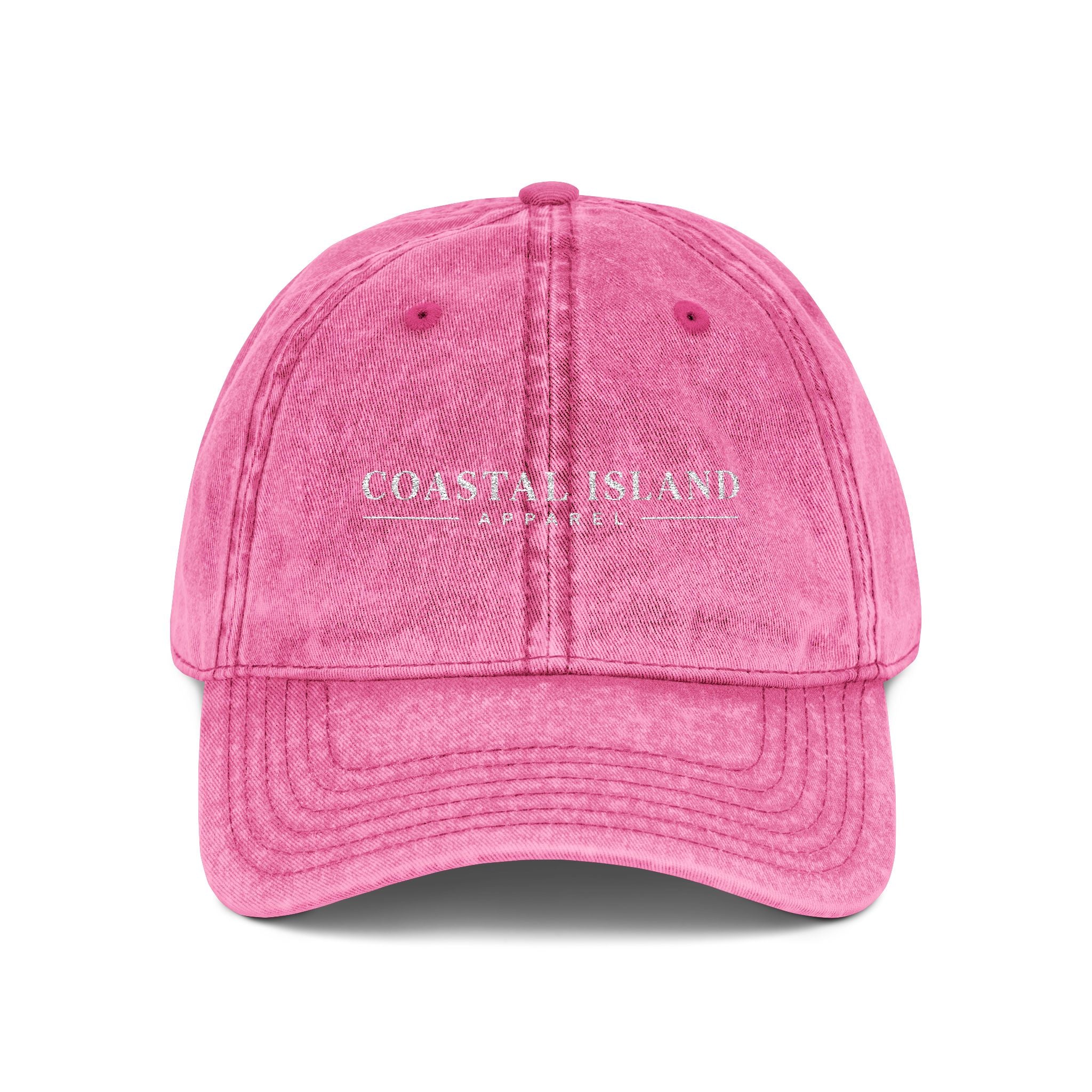 Vintage Embroidered Cap — "Coastal Island" Washed Dad Hat