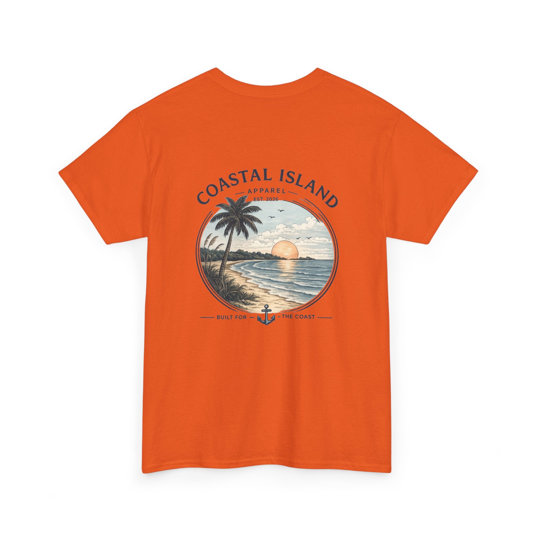 Coastal Island Sunset Tee — Beach Palm Tree Graphic T-Shirt