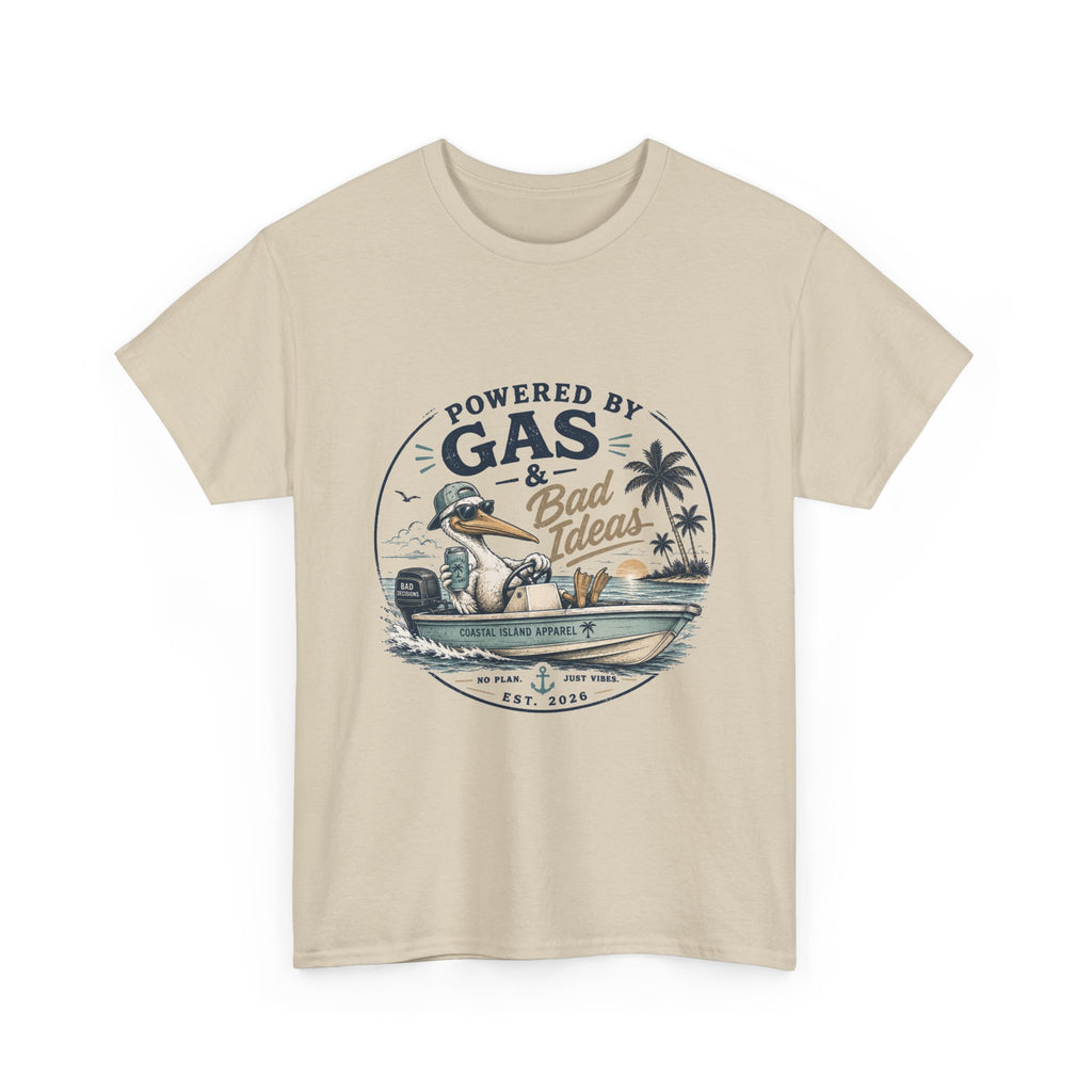 Gas & Bad Ideas Boat T‑Shirt — Funny Fishing Beach Tee