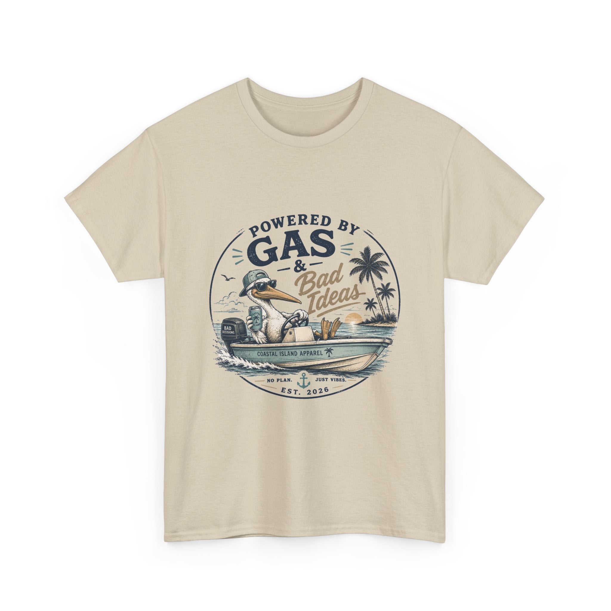 Gas & Bad Ideas Boat T‑Shirt — Funny Fishing Beach Tee