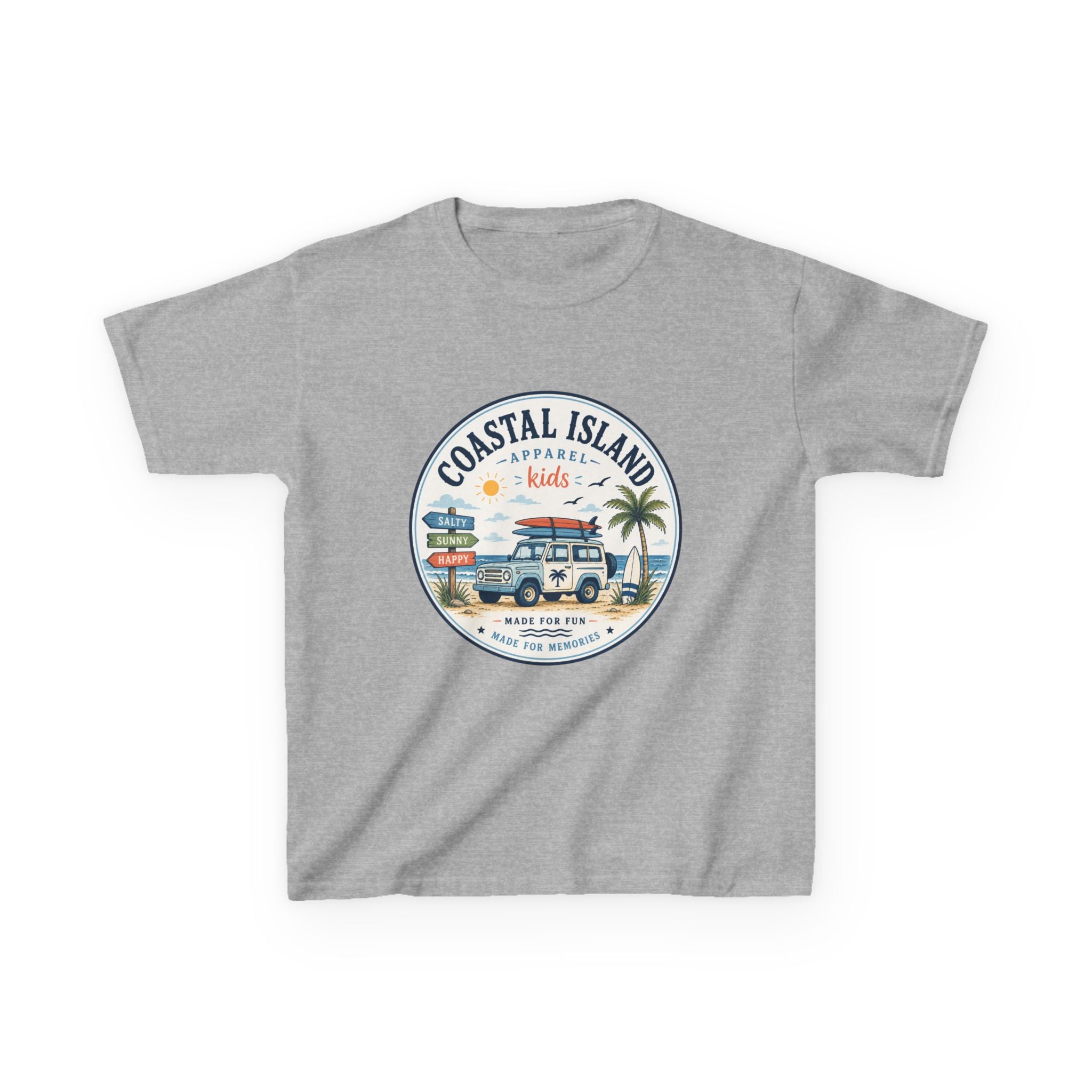 Coastal Island Kids Tee — Vintage Beach Surf Van Graphic