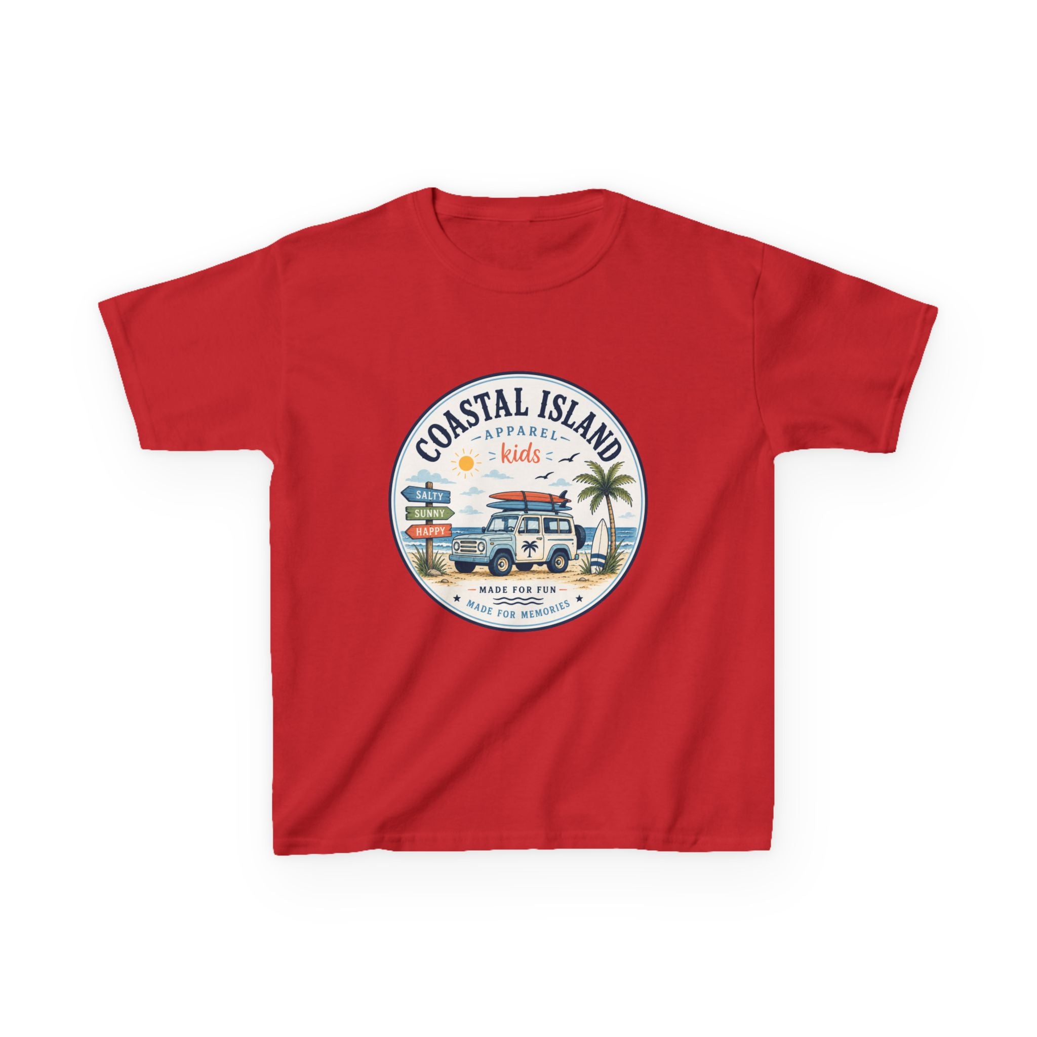 Coastal Island Kids Tee — Vintage Beach Surf Van Graphic