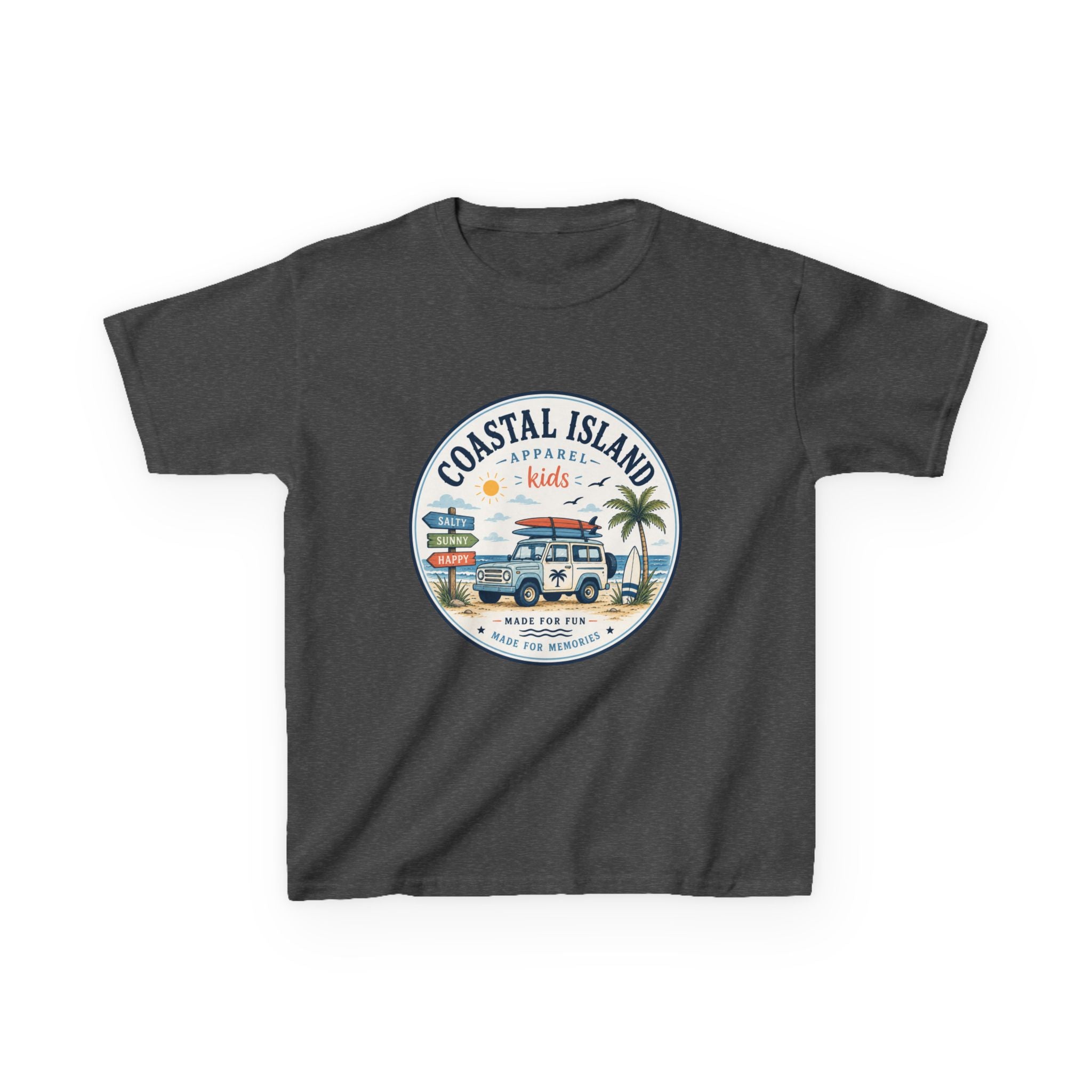 Coastal Island Kids Tee — Vintage Beach Surf Van Graphic
