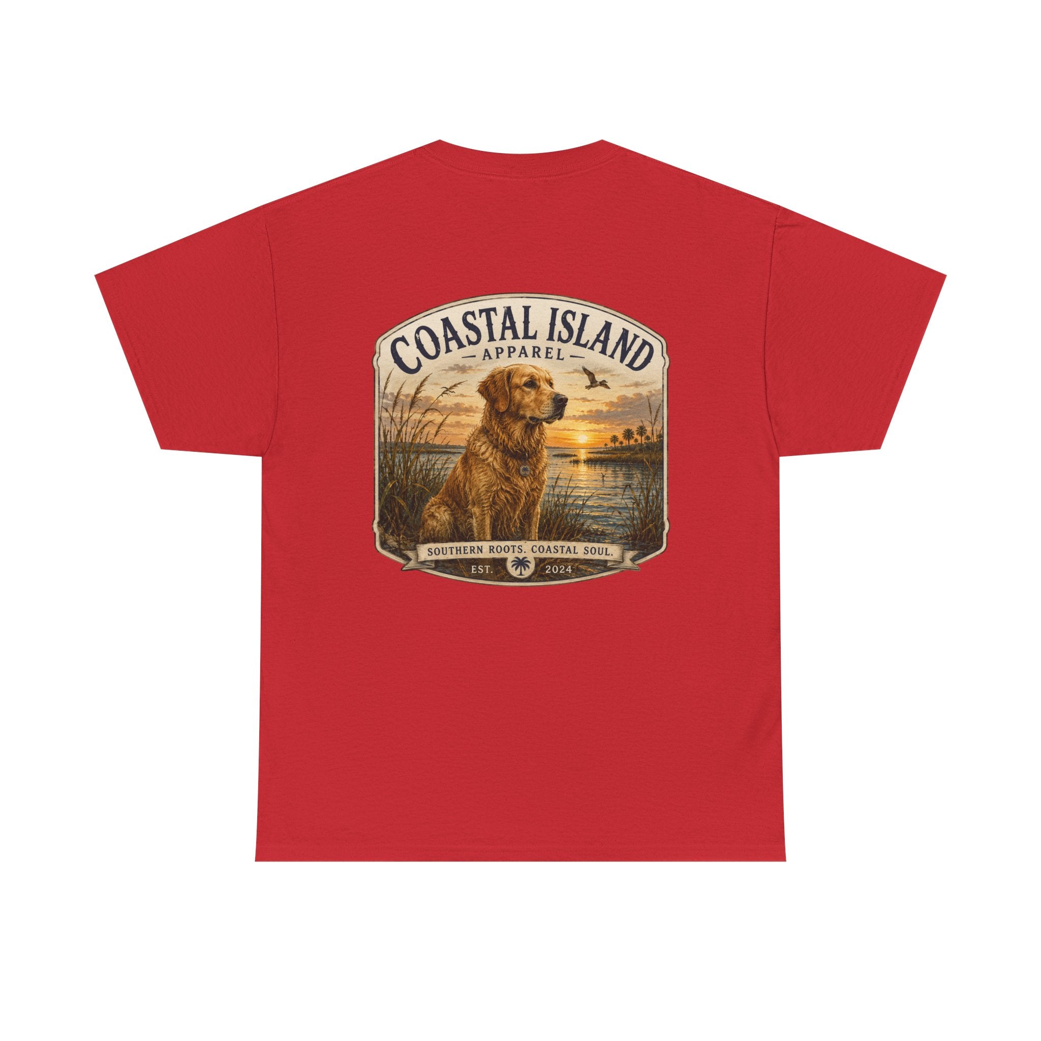 Coastal Island Retriever Logo Tee | Dog Sunset Beach Shirt