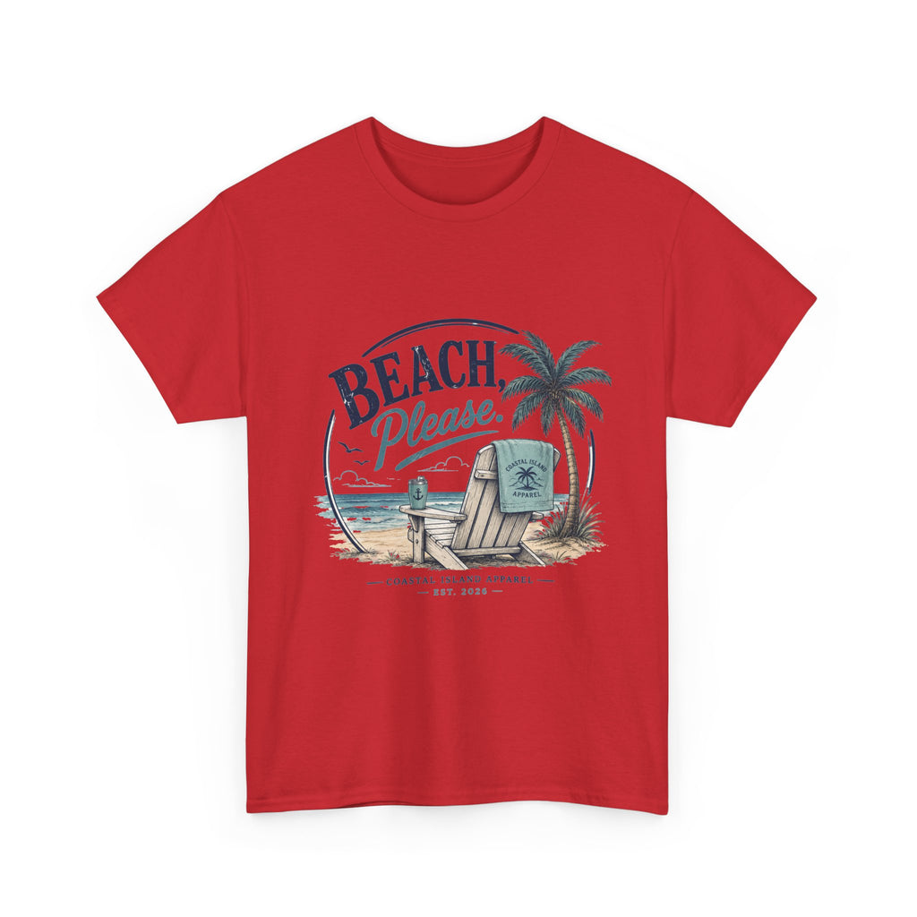 Beach Please T-Shirt — Vintage Palm Tree & Surfboard Summer Tee