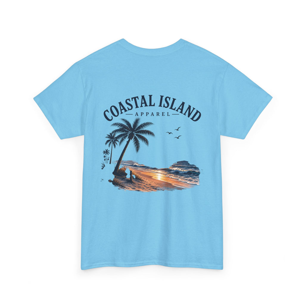 Coastal Island Sunset Beach T-Shirt | Palm Tree Ocean Graphic Tee