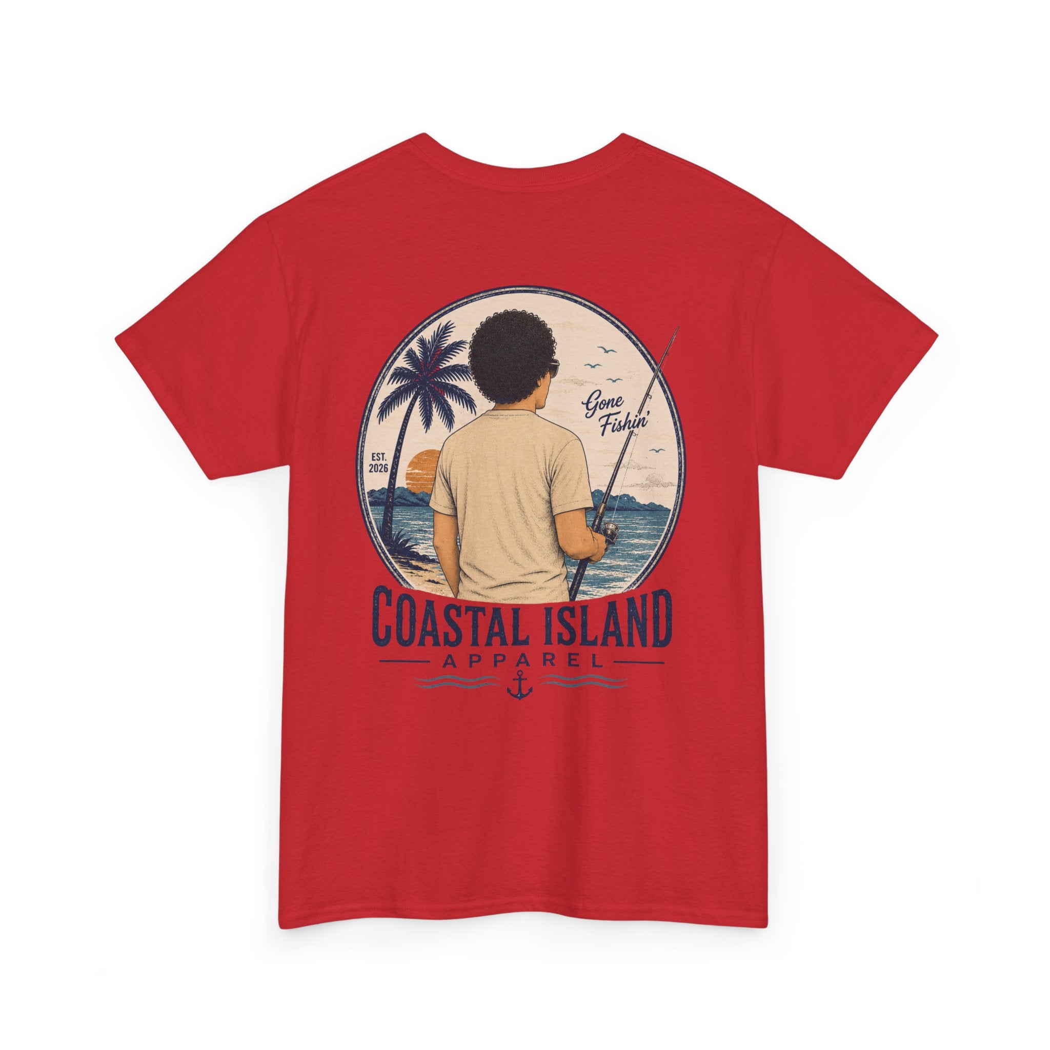 Unisex Heavy Cotton Tee- Guy Fishing