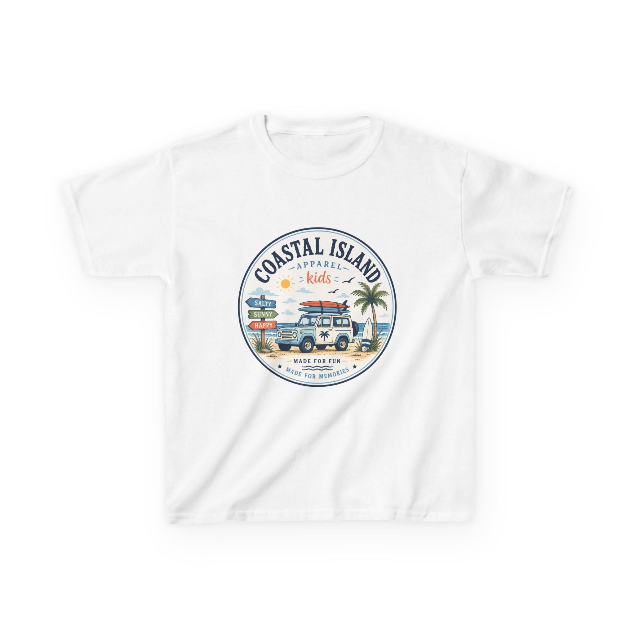 Coastal Island Kids Tee — Vintage Beach Surf Van Graphic