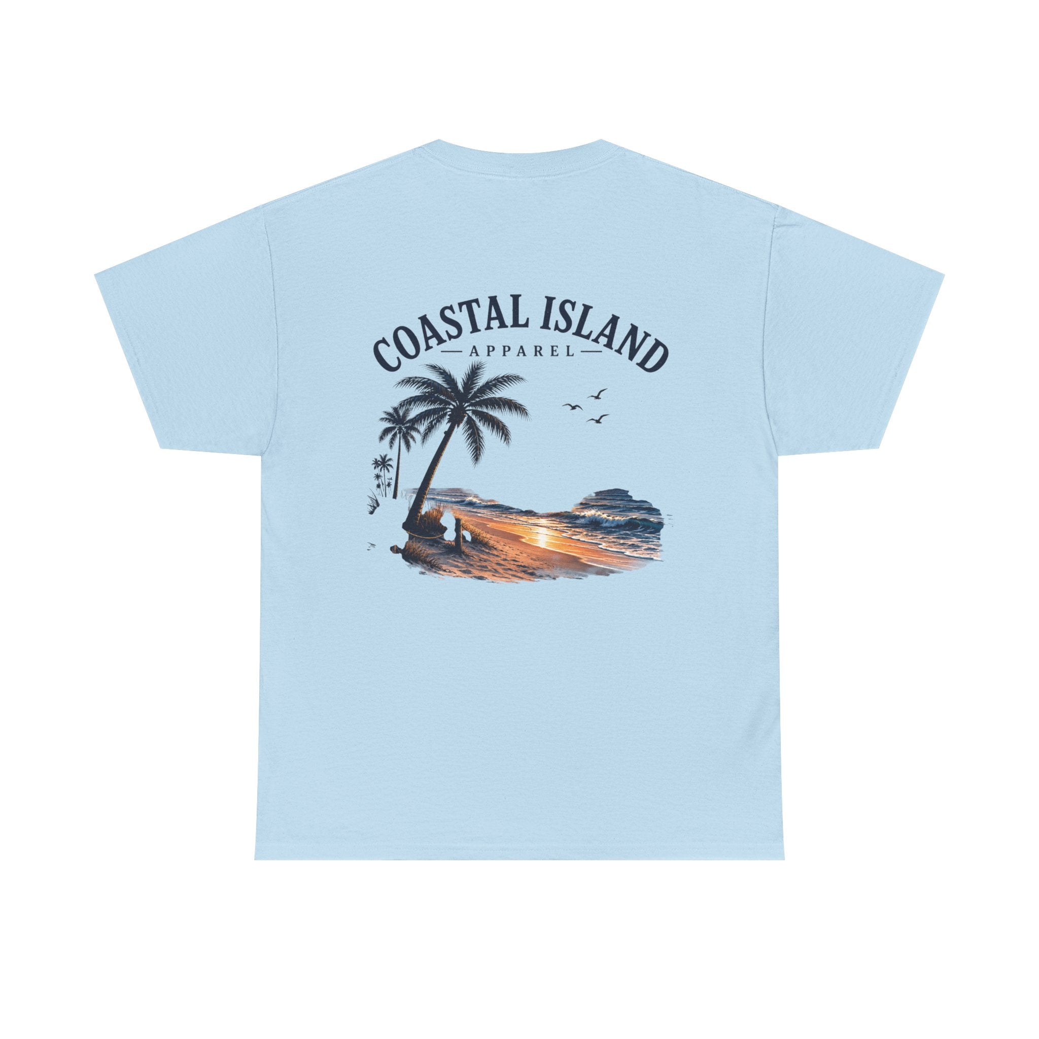 Coastal Island Sunset Beach T-Shirt | Palm Tree Ocean Graphic Tee