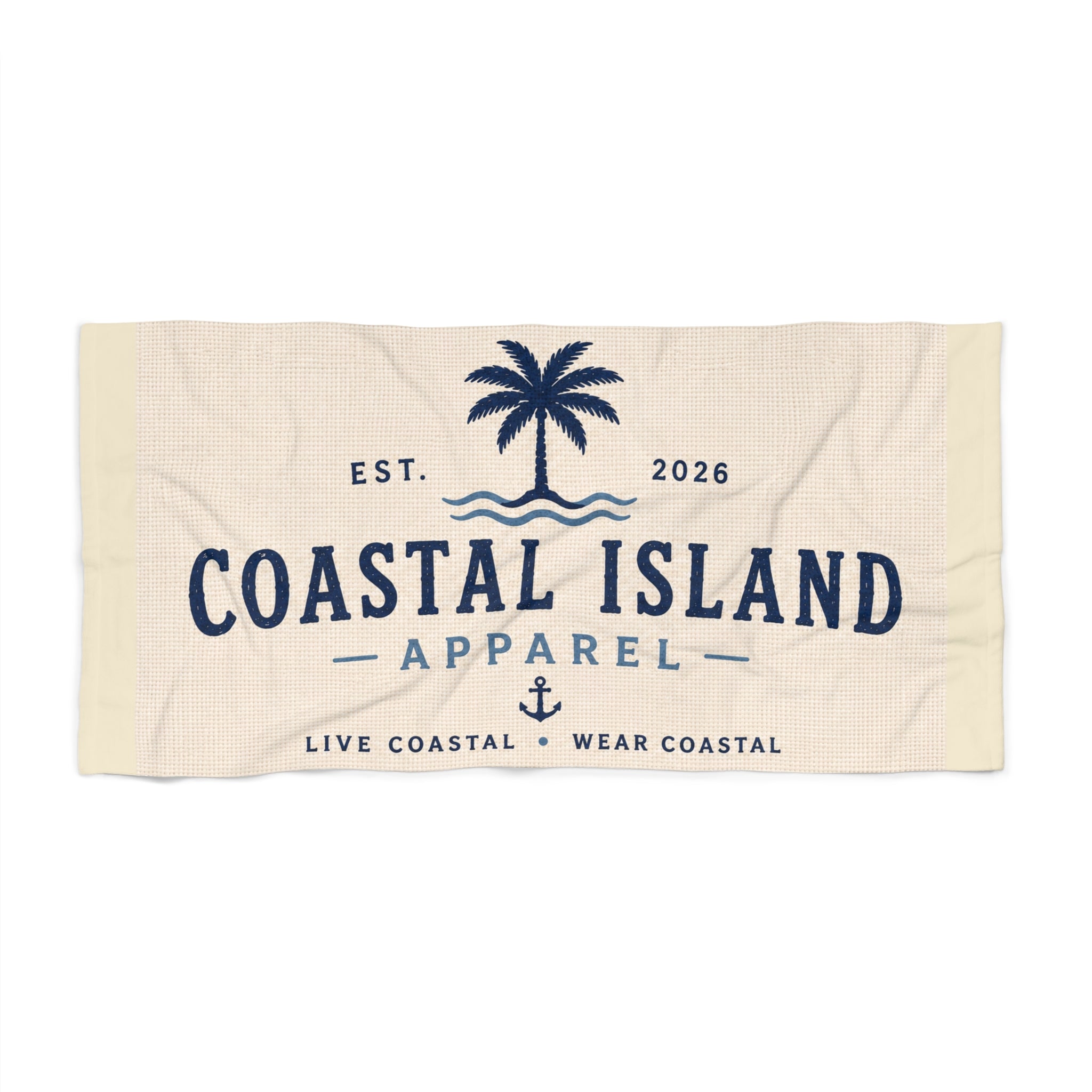 Coastal Island Apparel Beach Towel — Palm Tree Nautical Logo