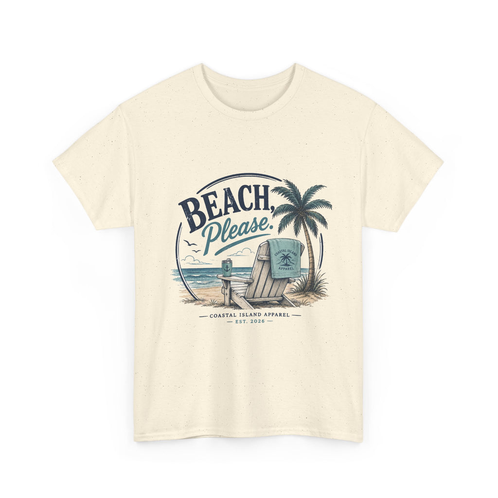 Beach Please T-Shirt — Vintage Palm Tree & Surfboard Summer Tee